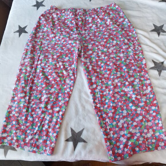 Tommy Hilfiger Cherries Fruit Lounge Pajama Capri Womens XL Elastic Waist Cotton - Picture 3 of 12